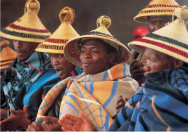 Basotho wearing traditional clothing
